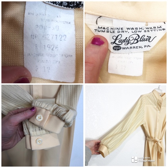 Vintage Lady Blair Midi Shirt Dress Long Sleeve Tie Waist Butter Yellow - Picture 8 of 15